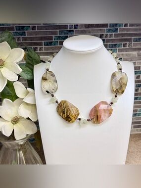 Beautiful natural stone faceted necklace